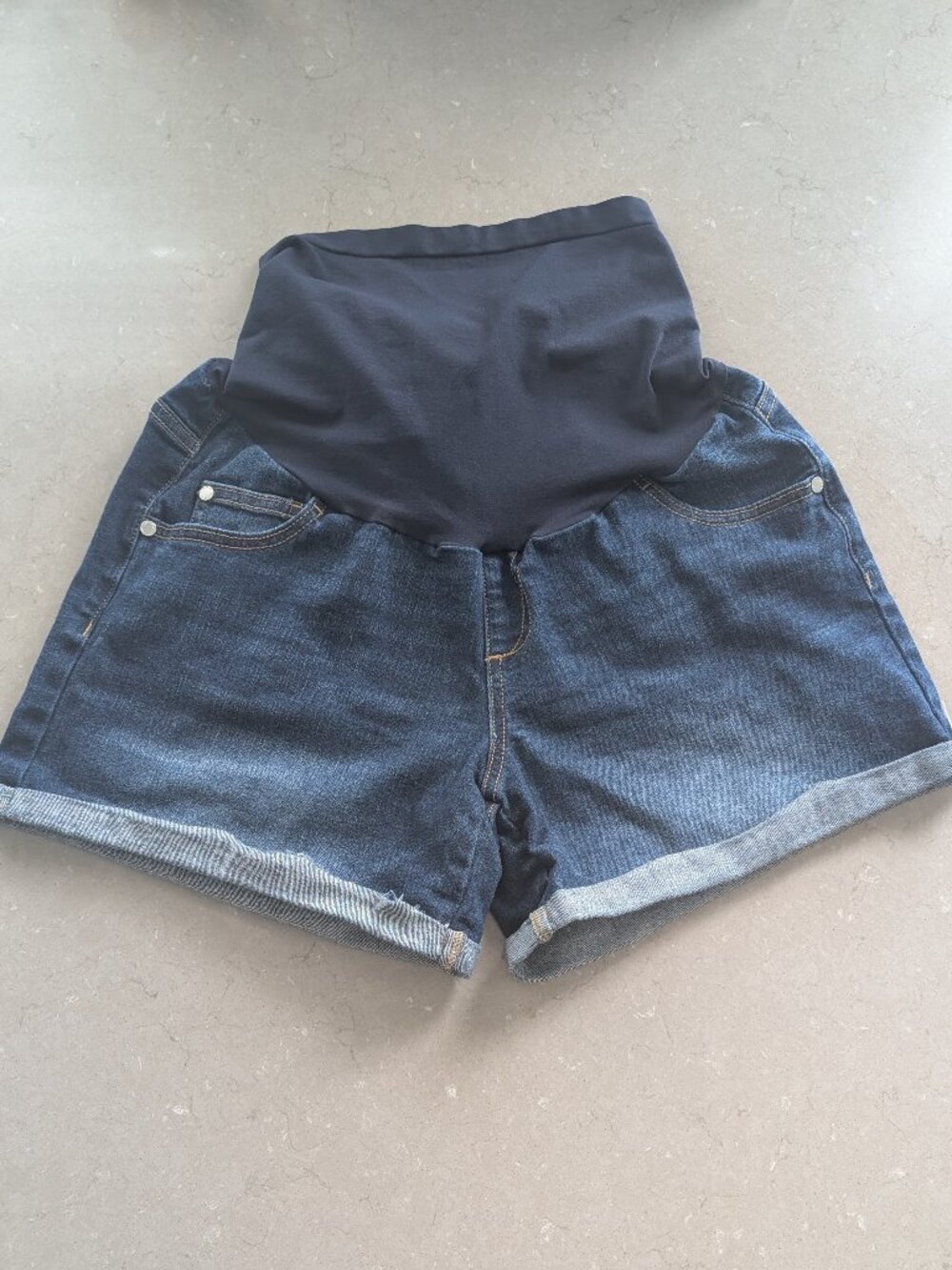 Indigo Blue Maternity Denim Shorts (Large, Maternity)